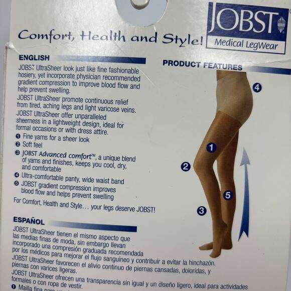 Jobst Compression Pantyhose Stockings 15-20 mmHg Sz M Black Ultra Sheer Medical - Picture 9 of 10